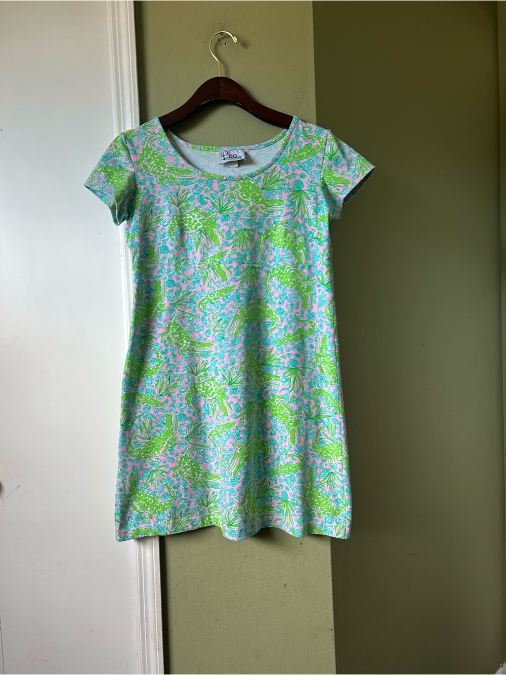 Lilly Pulitzer Pink, Green & Aqua Floral Shift Dress Sz Small